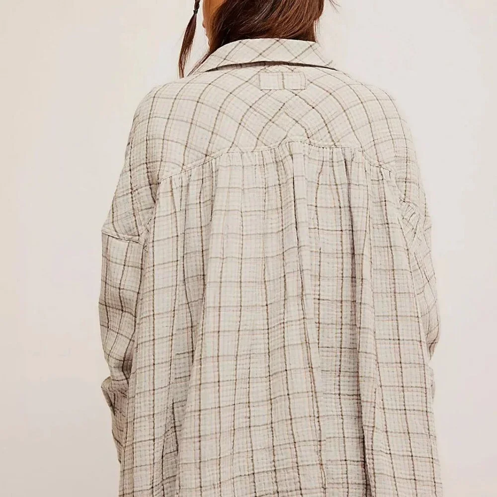 Free People We the Free plaid Lilac Combo Cardiff - Picture 2 of 3